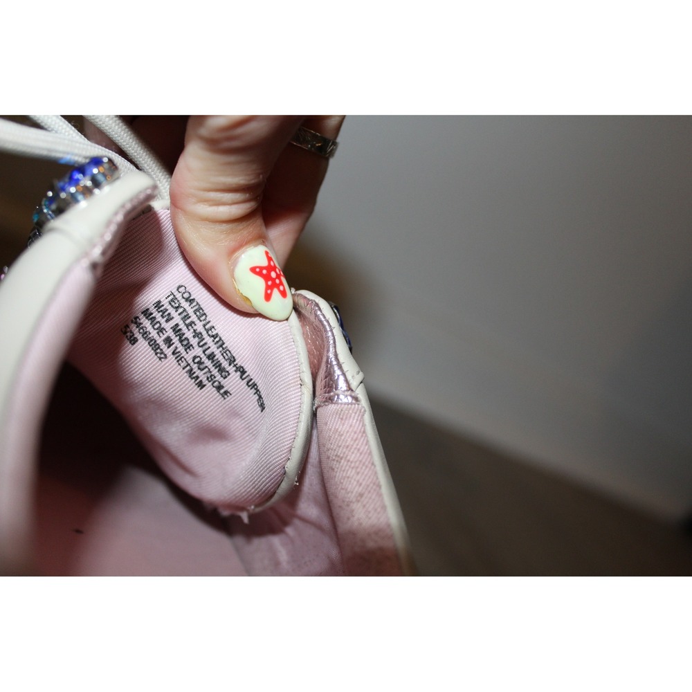 Kurt Geiger London Rainbow Heart Crystal Leather Platform Sneakers Cream 38/7.5 - Picture 5 of 5